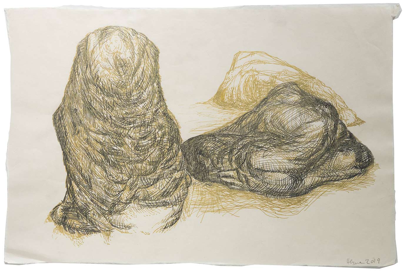 Heyman-drawing-Takamatzu-Hills-Series-08-mixed-pencils-on-gampi-paper-2019