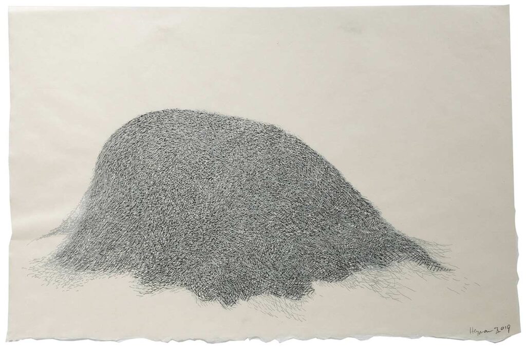 Heyman-drawing-Takamatzu-Hills-Series-12-pencil-and-silver-gel-on-gampi-paper-2019
