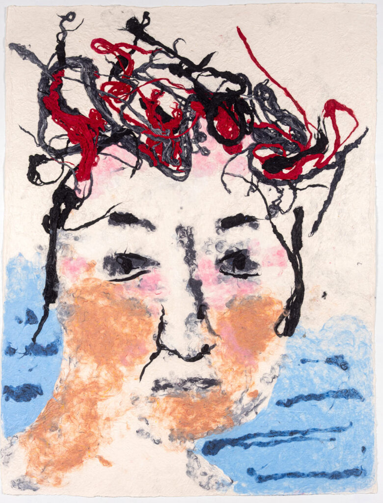 portrait with thick red and black hair near the sea — Daniel Heyman